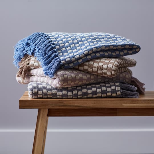 DII® Stonewash Blue Urban Check Throw